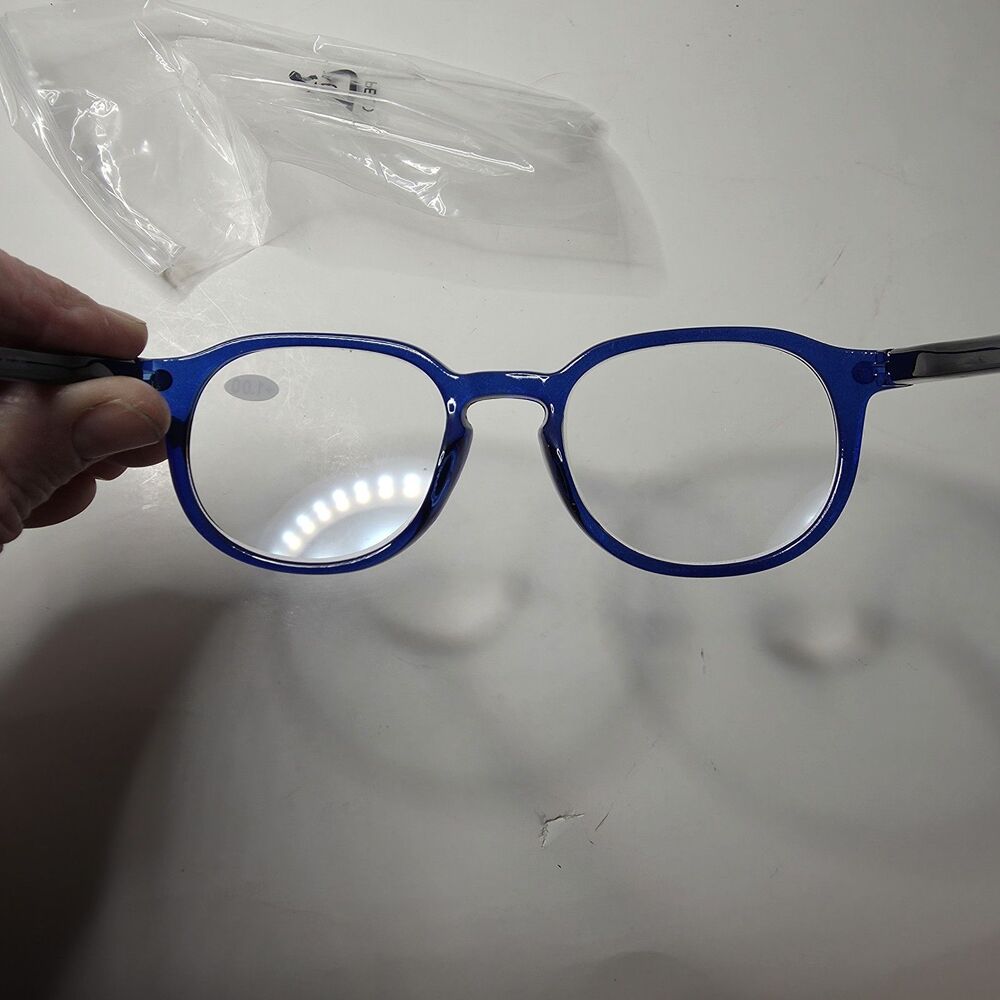 Vintage Reading Glasses Round Anti Blue Readers Sping Hinge +1.0